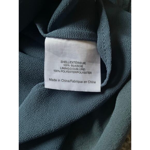 Tory Burch Womens/Teen Silk Sheer Blouse Beaded/Pearl Collar Slate color Size 0 - Picture 5 of 9